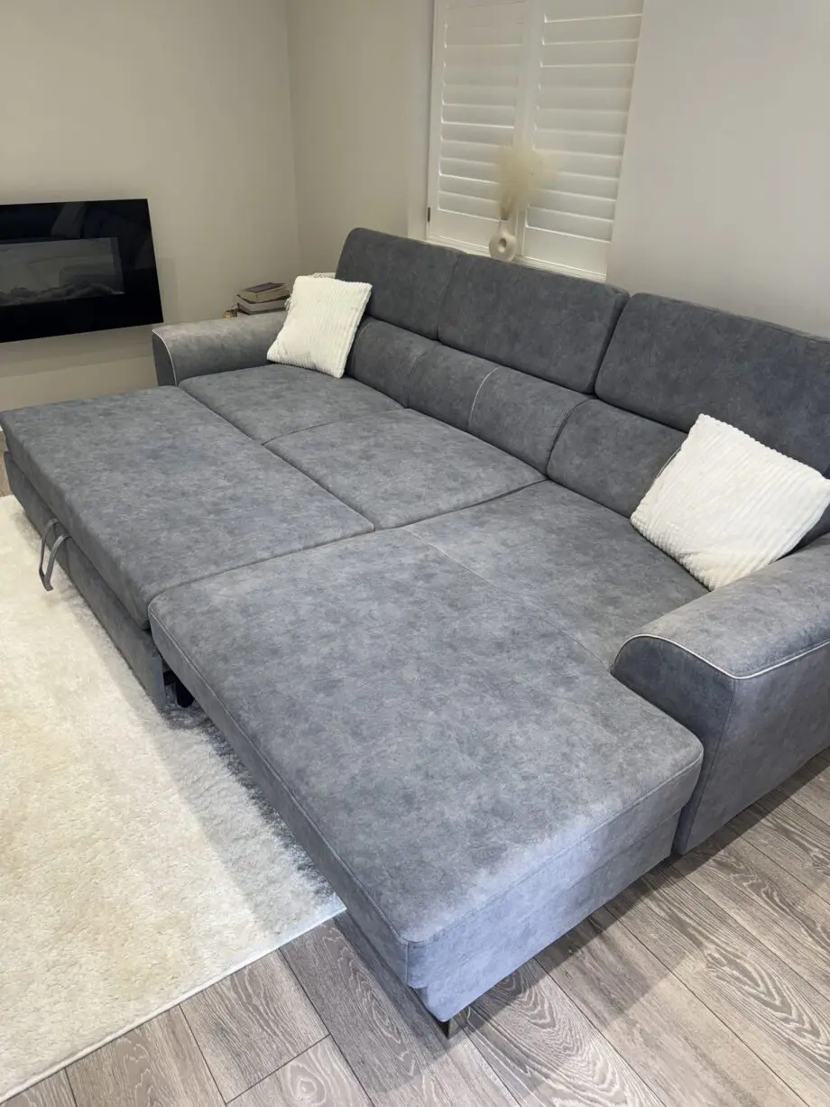 Grey Corner Sofa Bed with Storage