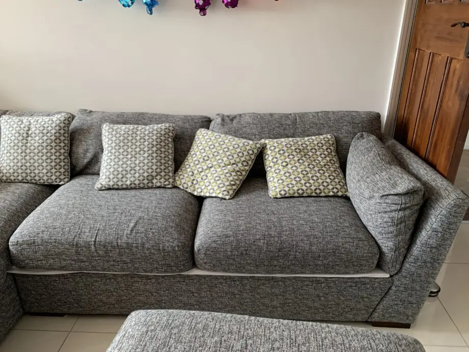 Furniture Village Grey Corner Sofa plus footstool
