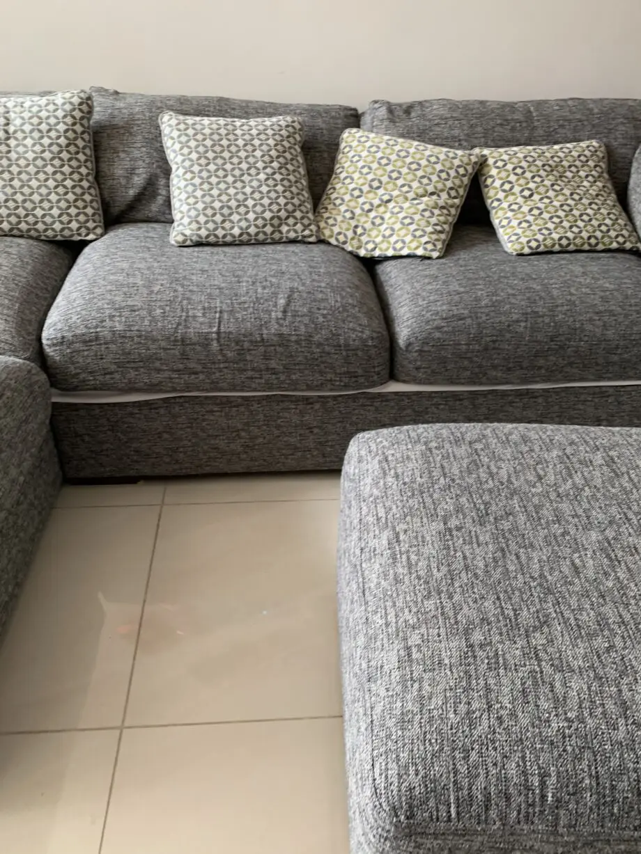 Furniture Village Grey Corner Sofa plus footstool