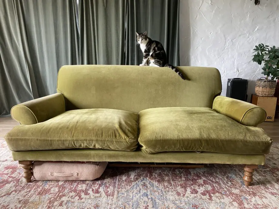 Green velvet sofa from Sofa.com