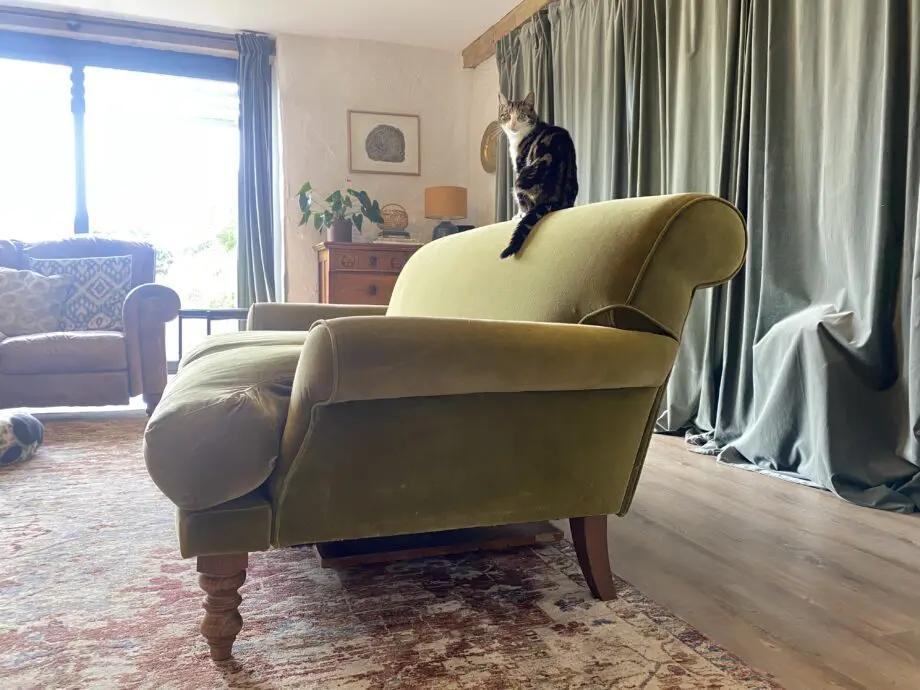 Green velvet sofa from Sofa.com