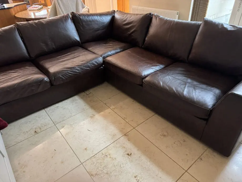 Brown leather corner unit from marks and Spencer