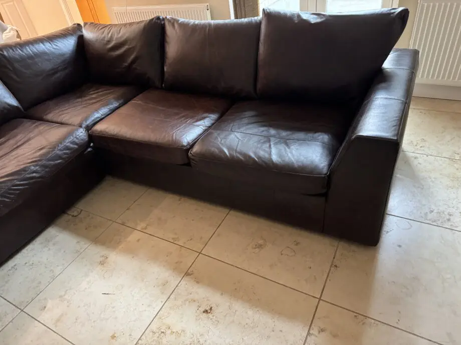 Brown leather corner unit from marks and Spencer