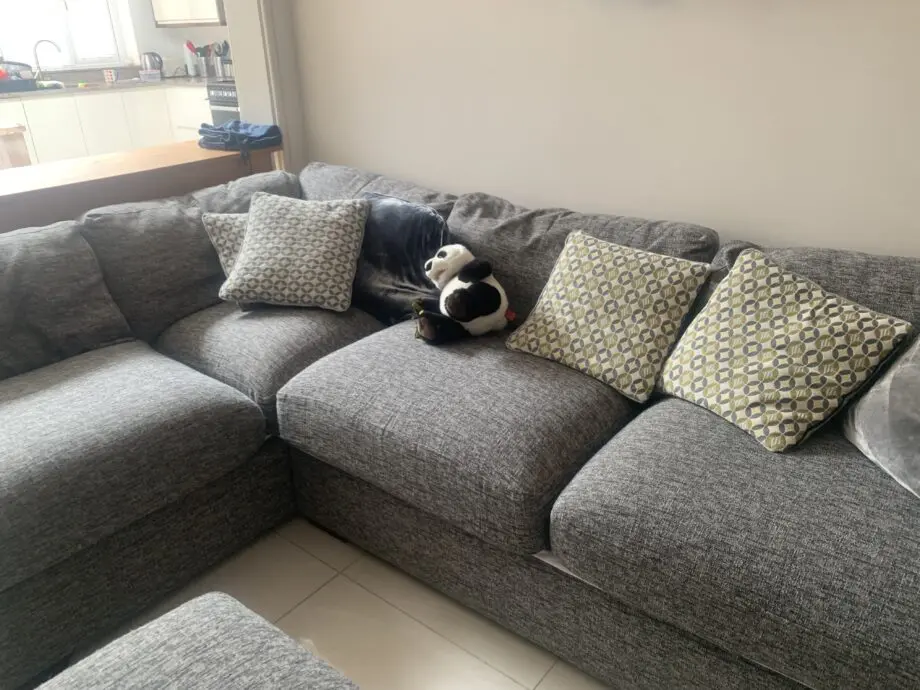 Furniture Village Grey Corner Sofa plus footstool