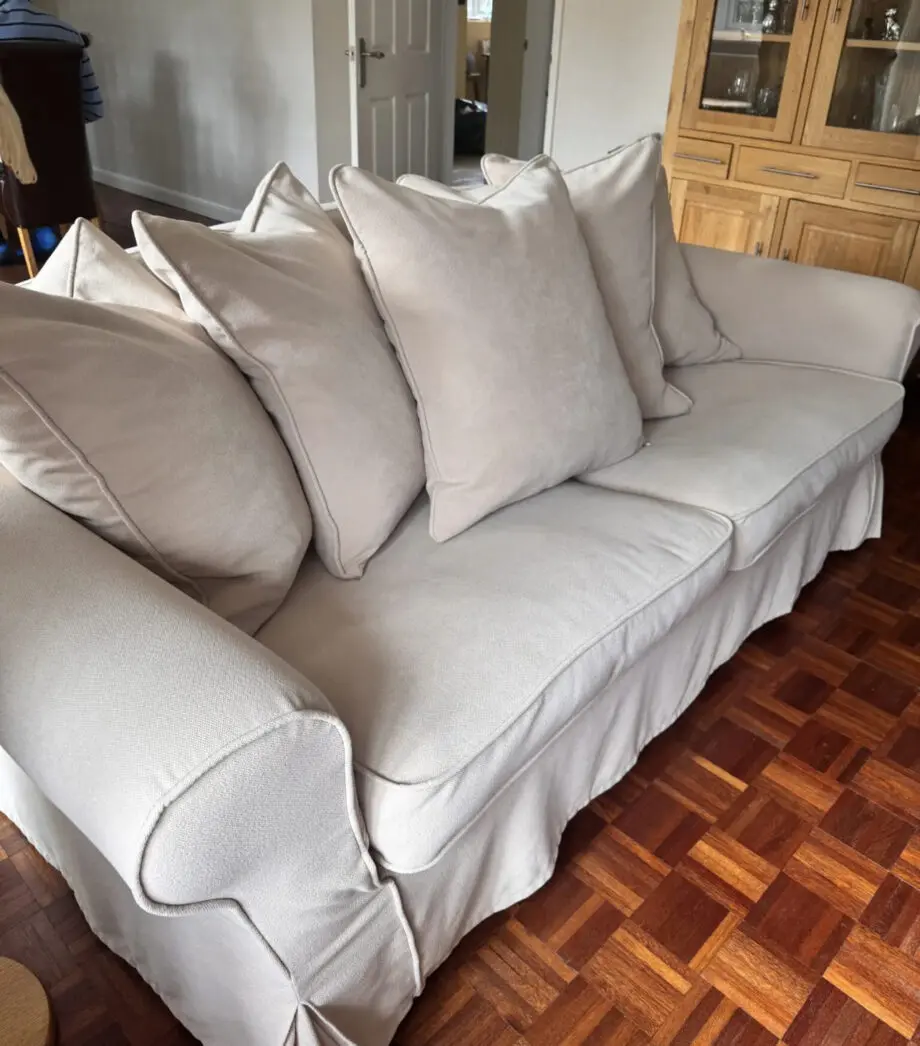 Beige fabric 3-seater sofa