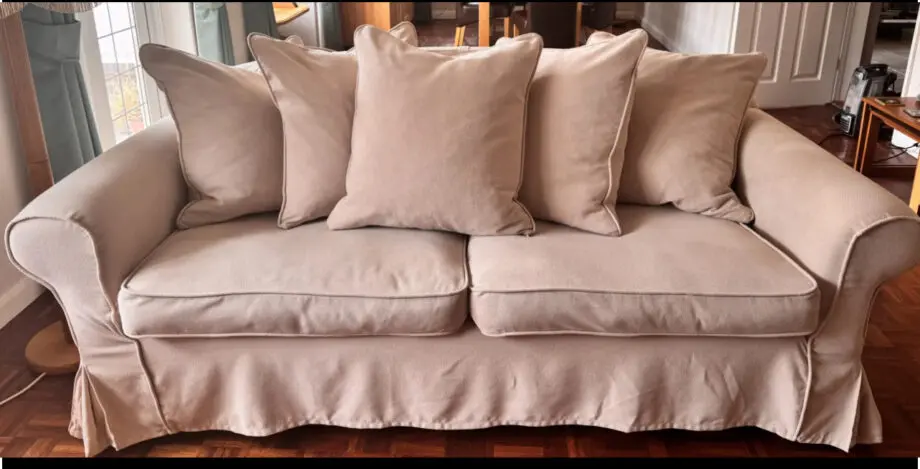 Beige fabric 3-seater sofa