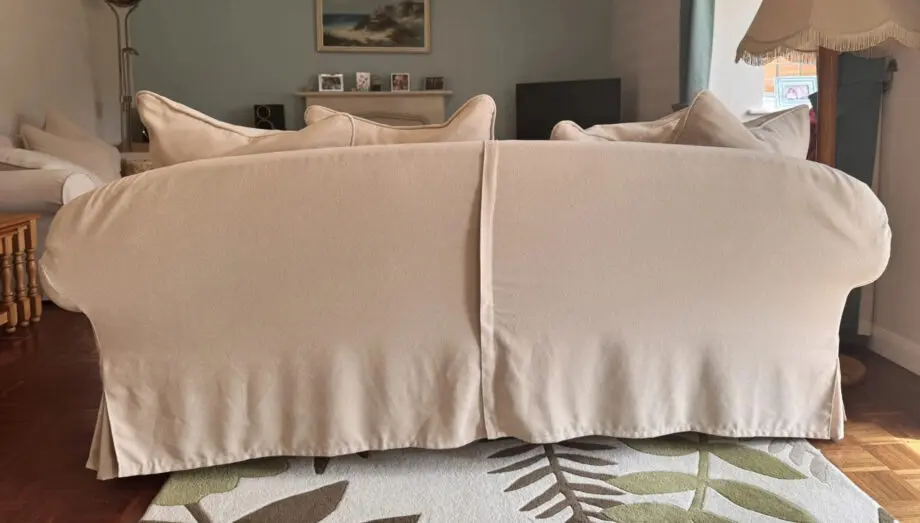 Beige fabric 3-seater sofa