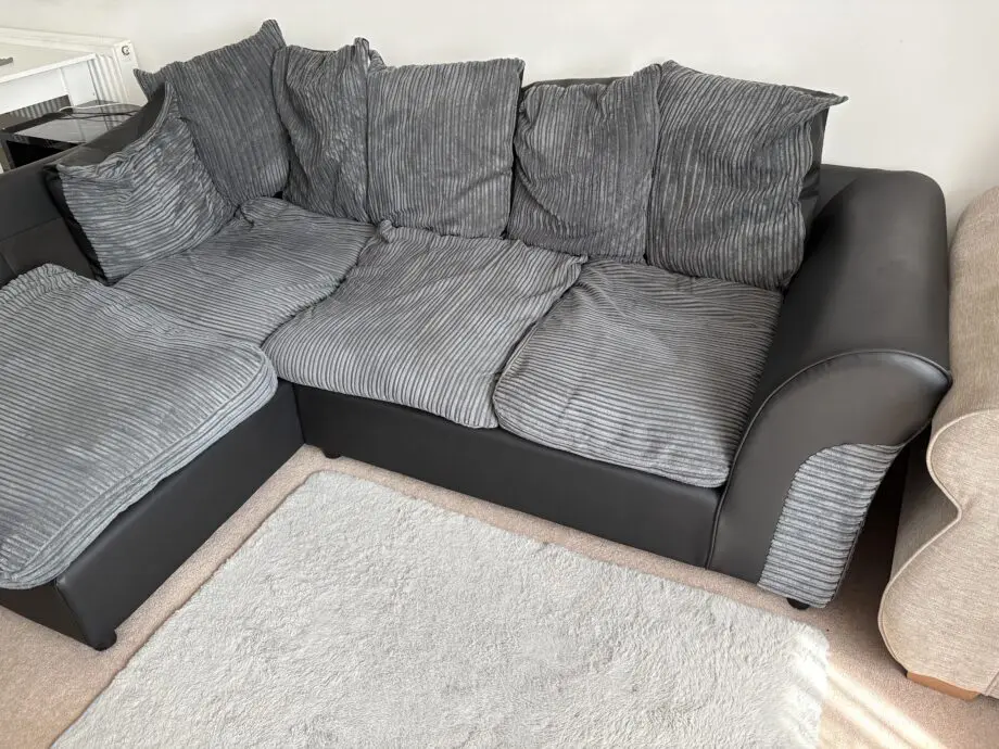 Grey and black right corner sofa