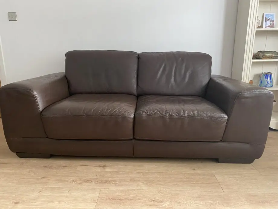 Natuzzi brown leather sofas