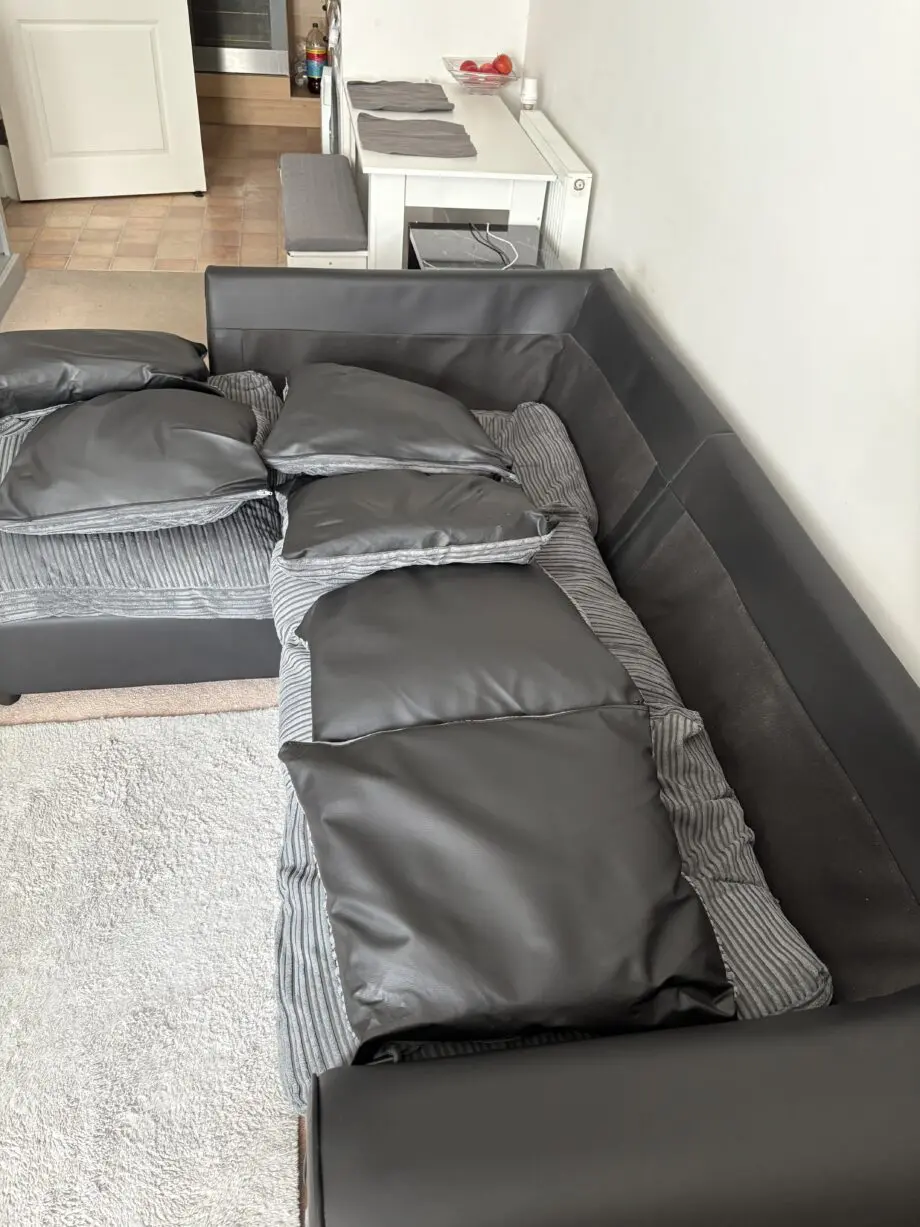 Grey and black right corner sofa