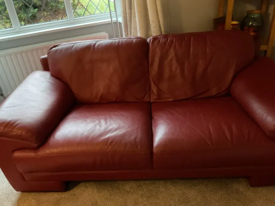 3:DFS Red Leather Sofas