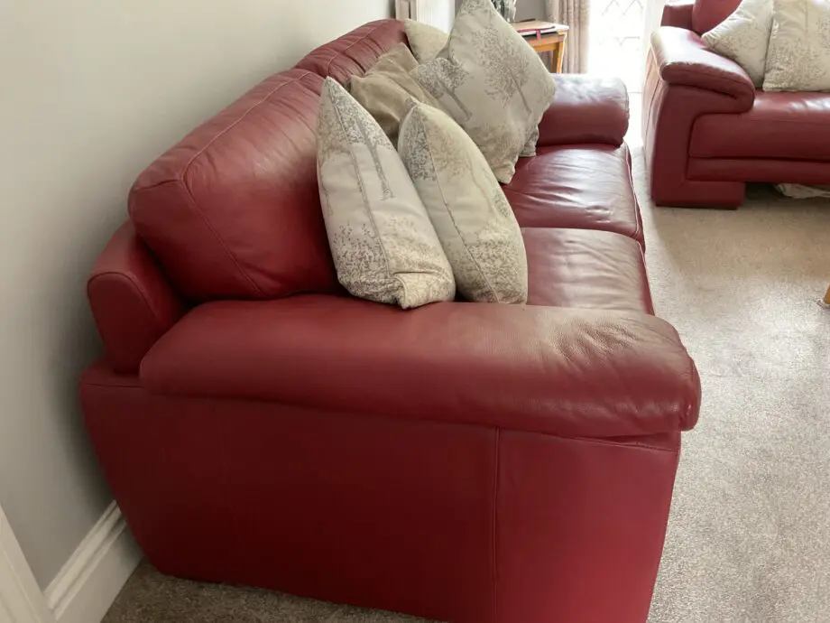 3:DFS Red Leather Sofas