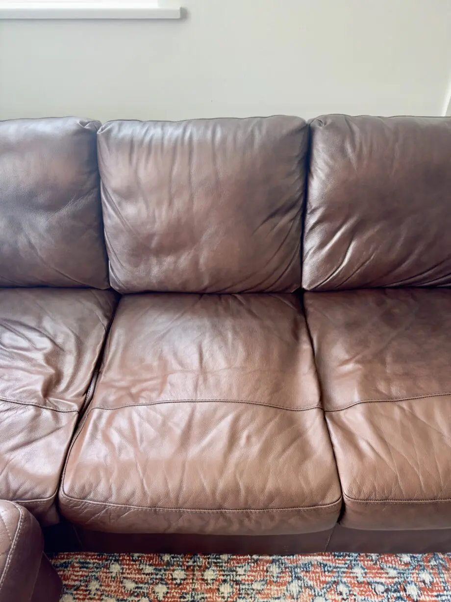 Sofology Brown Leather Large 3 Seater Mazzini Sofa with Footstool