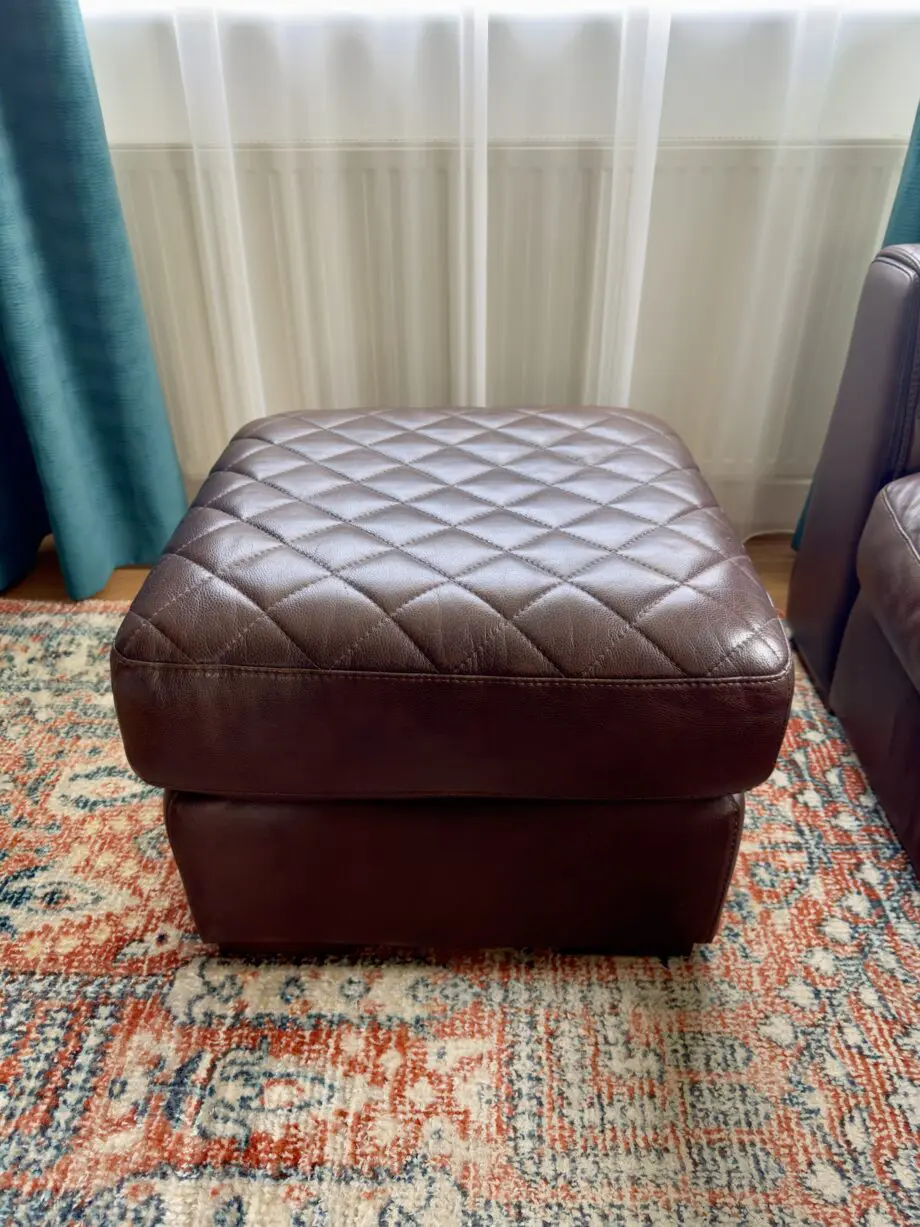 Sofology Brown Leather Large 3 Seater Mazzini Sofa with Footstool