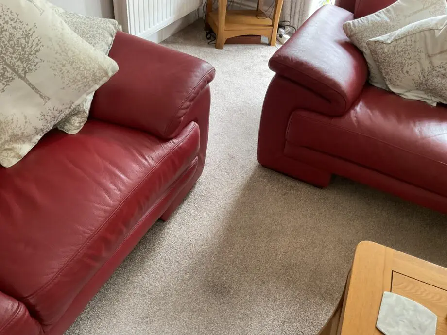 3:DFS Red Leather Sofas