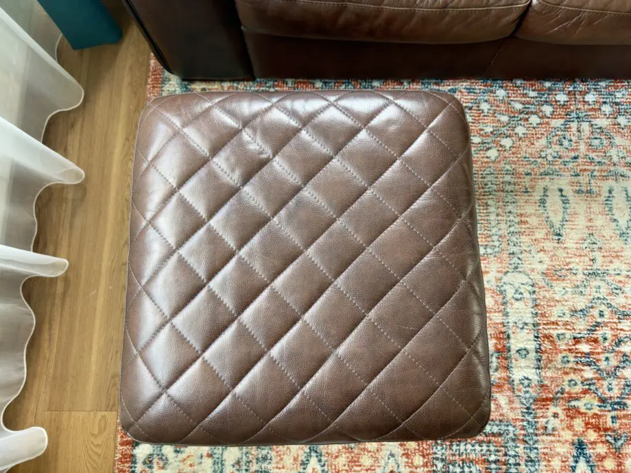 Sofology Brown Leather Large 3 Seater Mazzini Sofa with Footstool