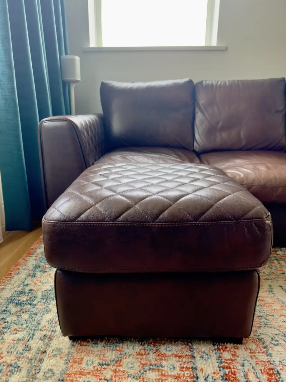 Sofology Brown Leather Large 3 Seater Mazzini Sofa with Footstool