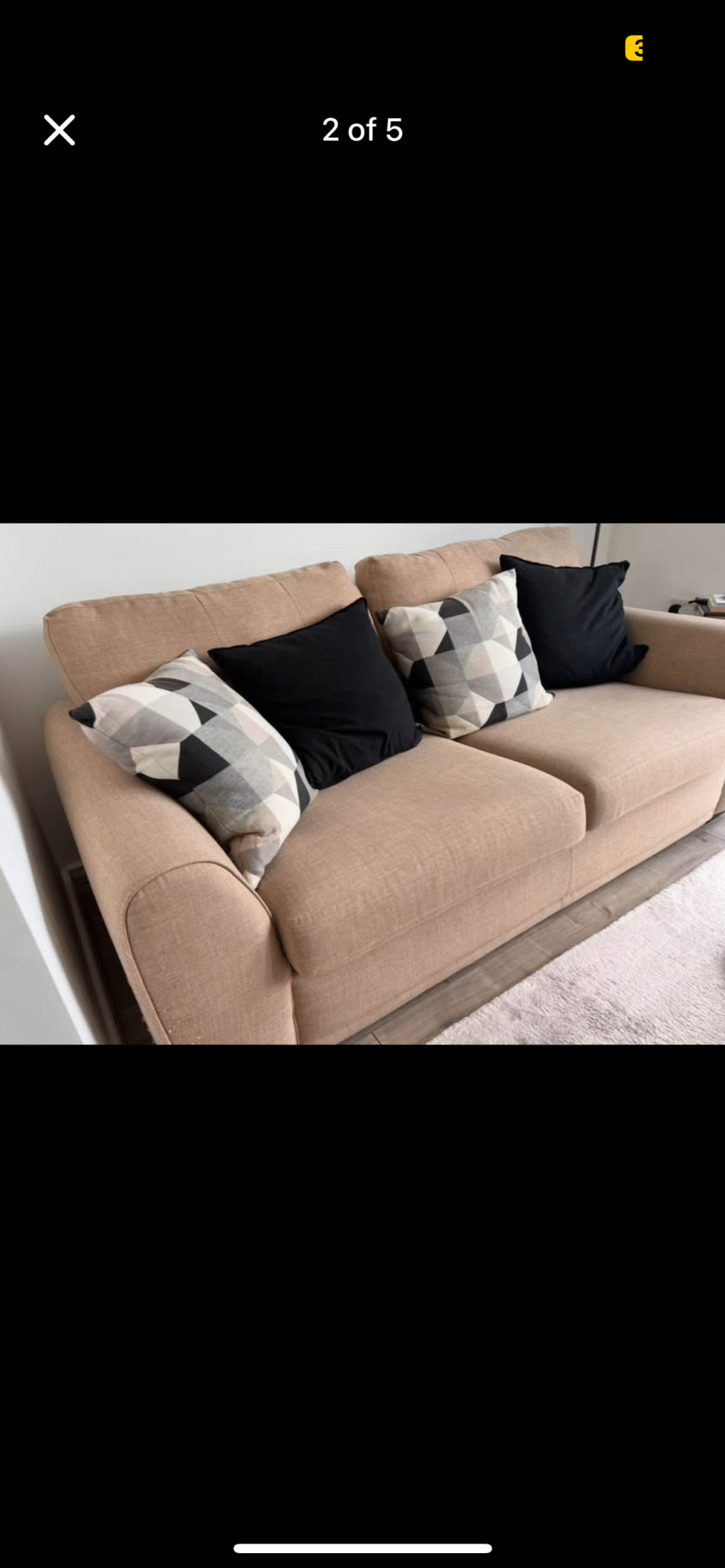 DFS Two seater sofa + 4 IKEA cushion covers