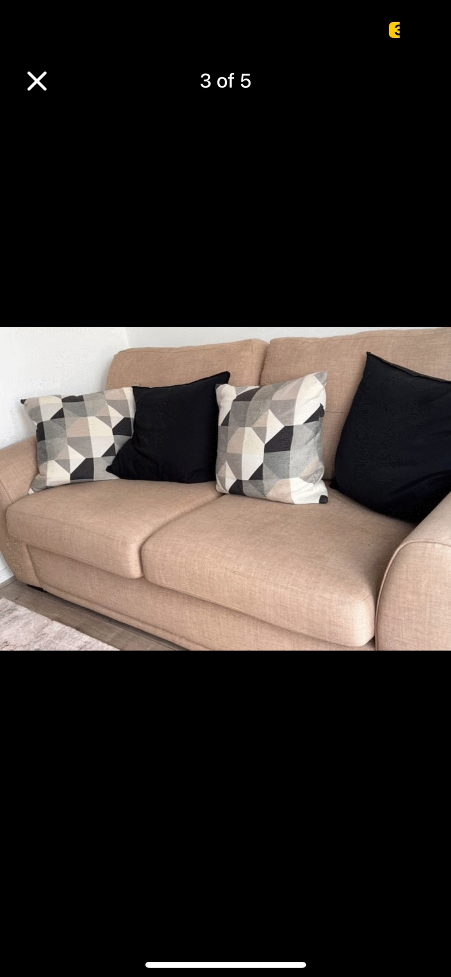 DFS Two seater sofa + 4 IKEA cushion covers