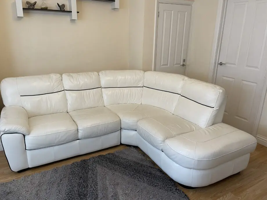 DFS White Leather Corner Sofa Set