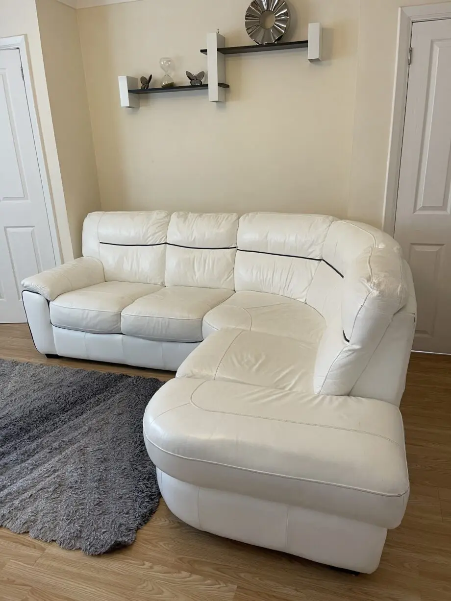 DFS White Leather Corner Sofa Set