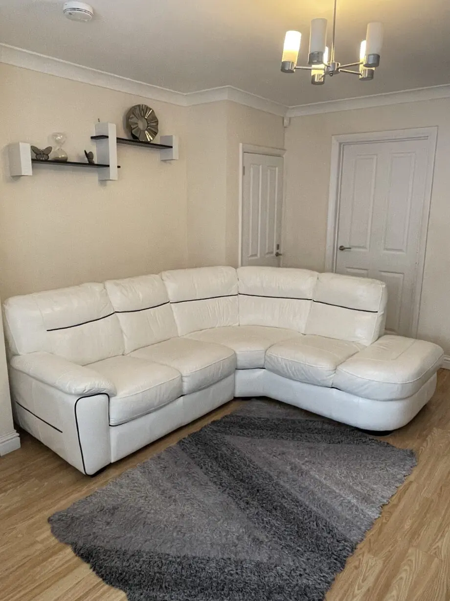 DFS White Leather Corner Sofa Set