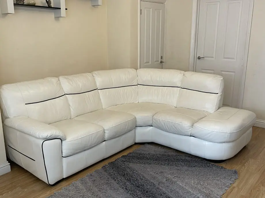 DFS White Leather Corner Sofa Set