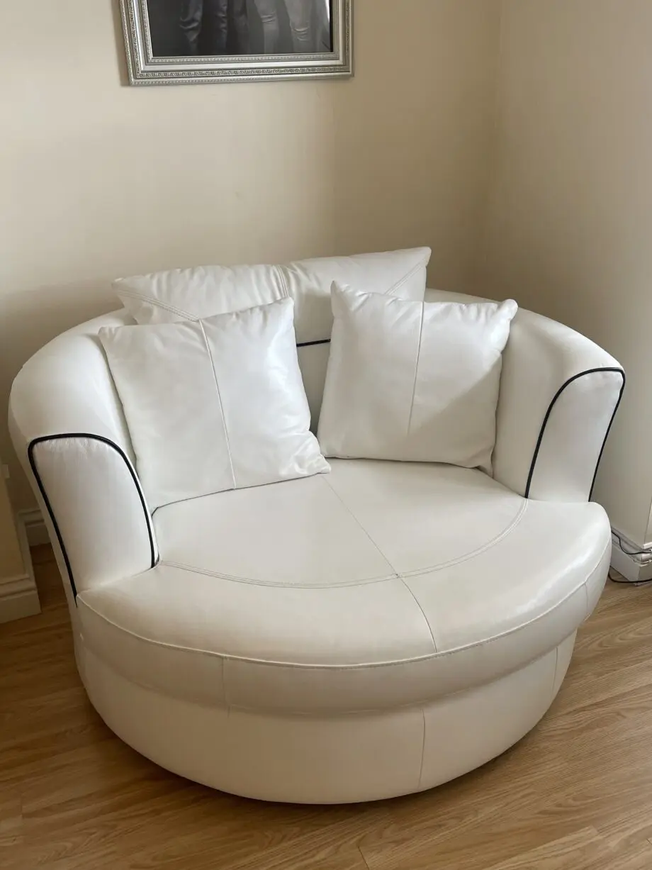 DFS White Leather Corner Sofa Set