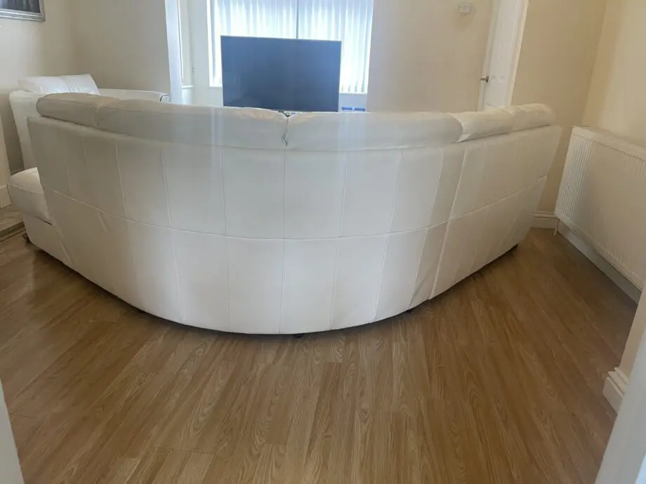 DFS White Leather Corner Sofa Set