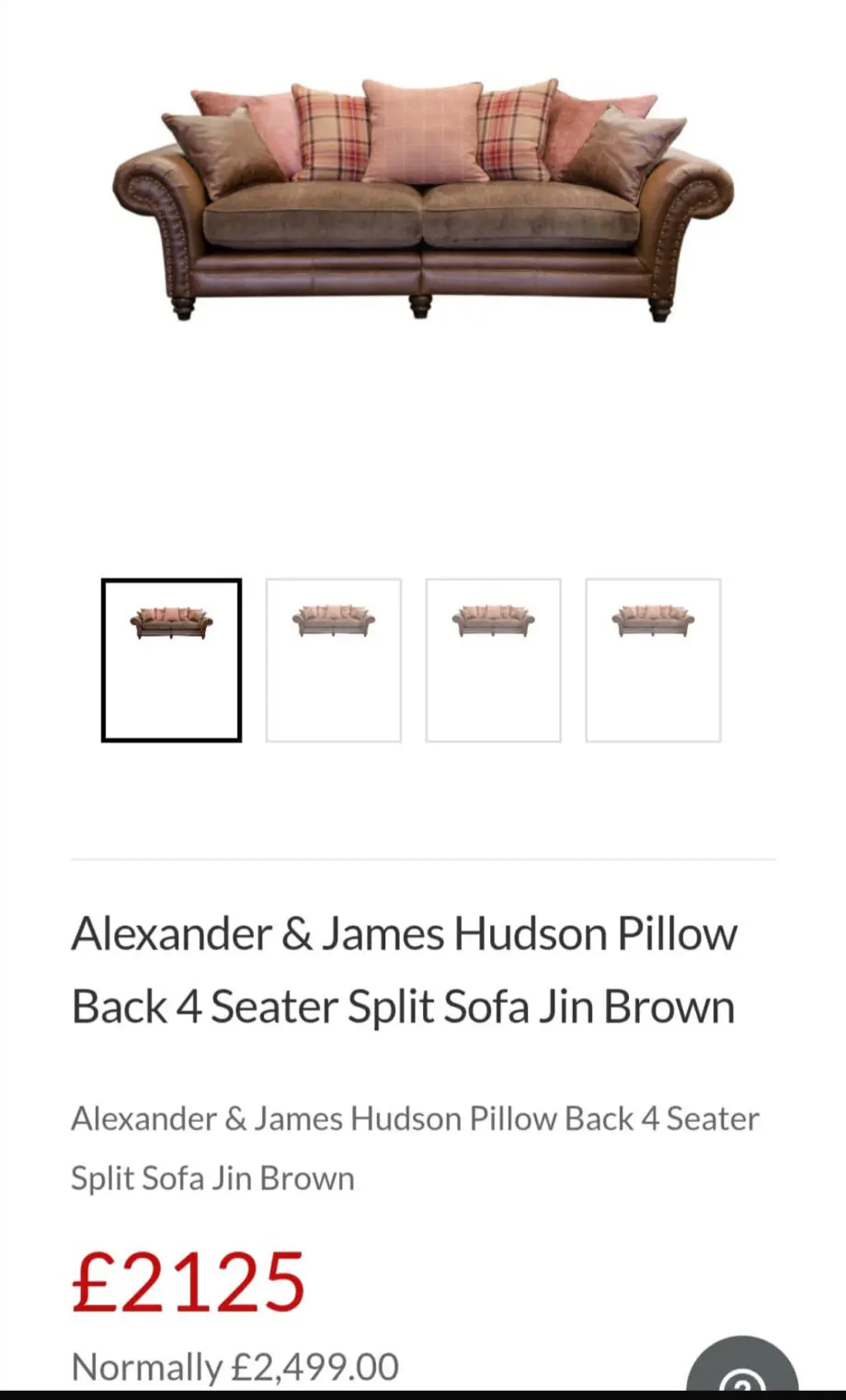 Alexander & James 3 piece sofa Jin brown