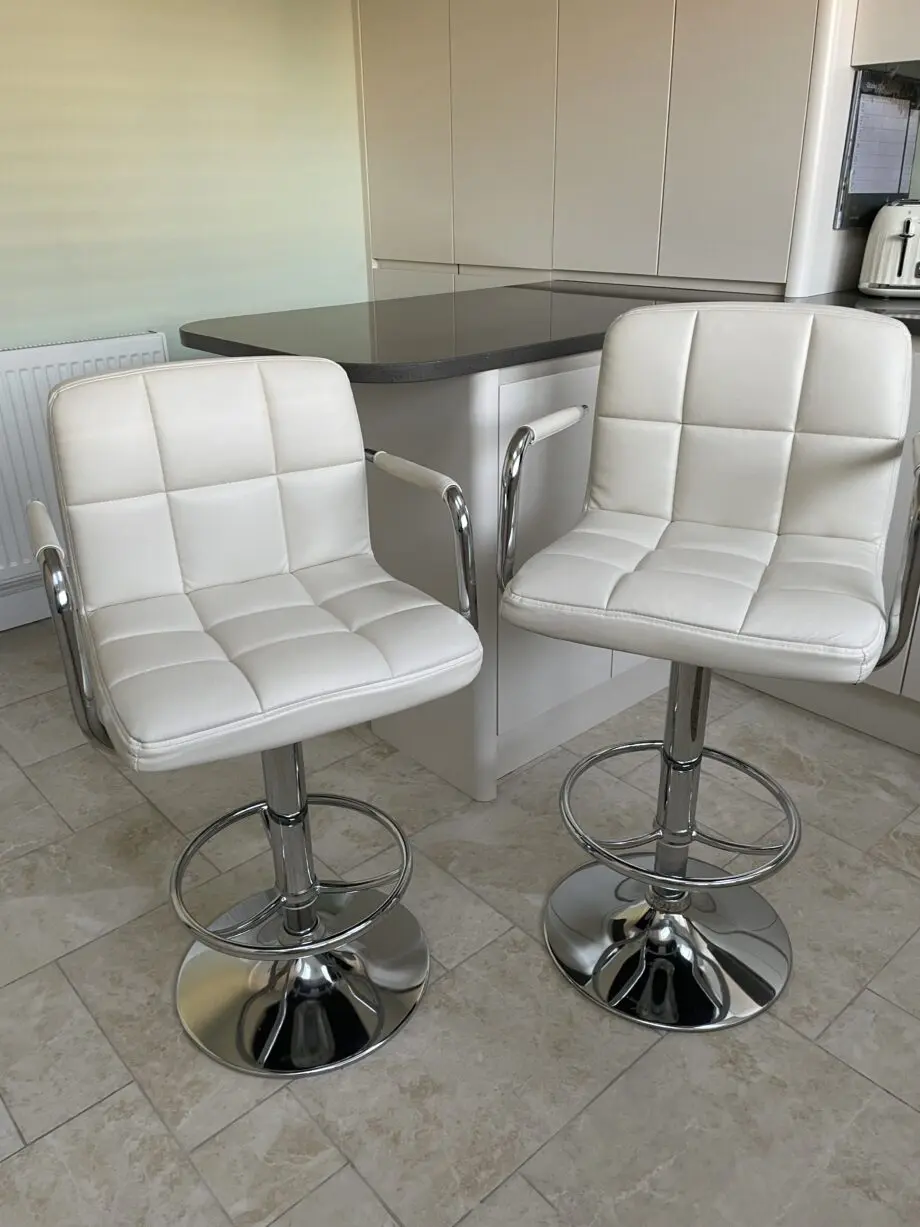 TWO Swivel Cream Bar Stools from Atlantic Shopping