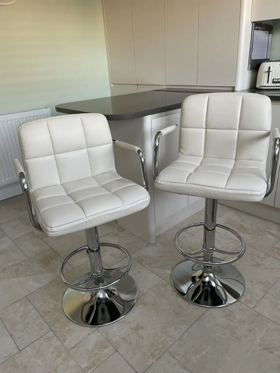TWO Swivel Cream Bar Stools from Atlantic Shopping