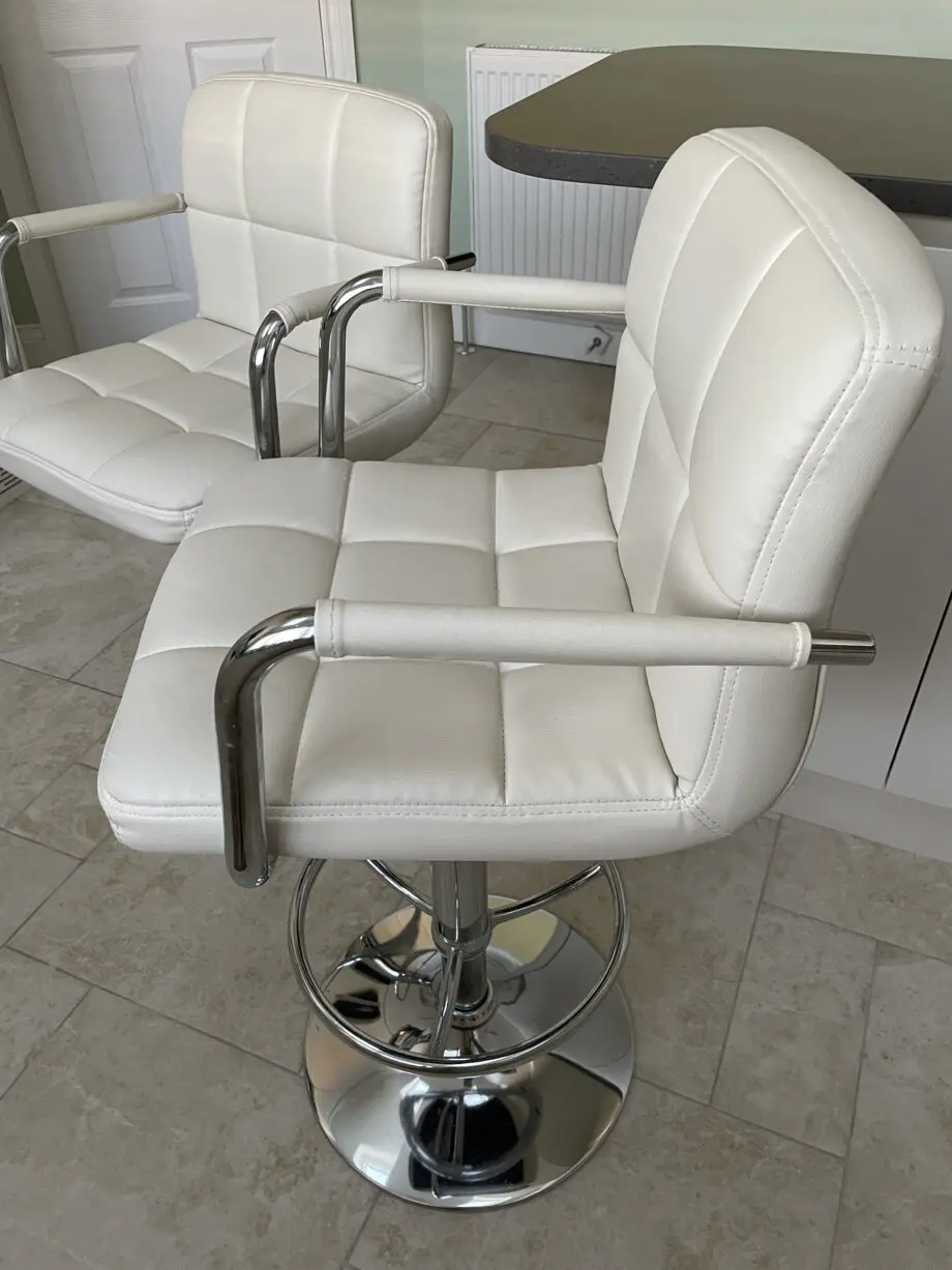 TWO Swivel Cream Bar Stools from Atlantic Shopping