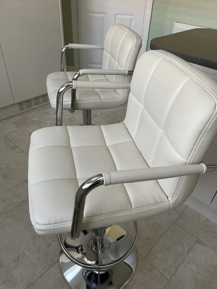 TWO Swivel Cream Bar Stools from Atlantic Shopping