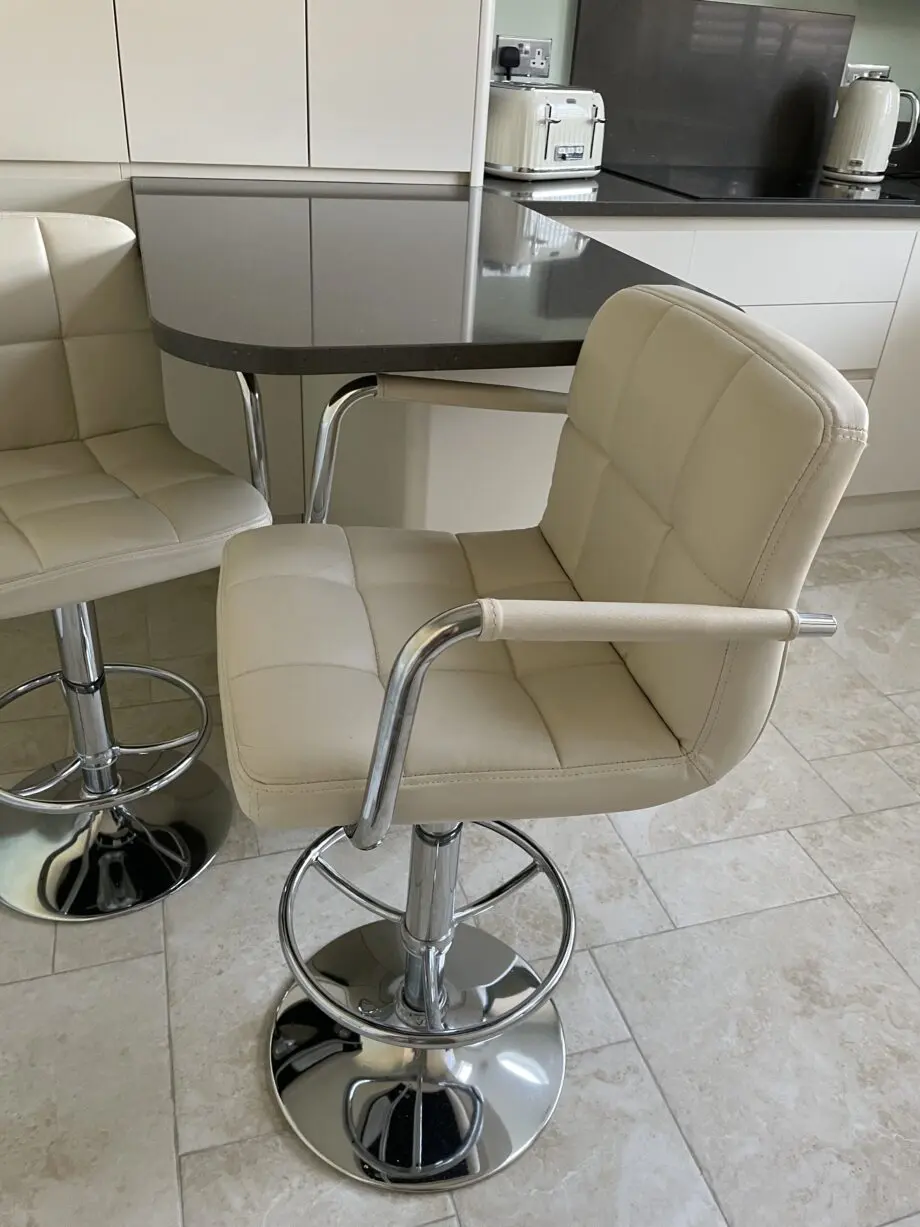 TWO Swivel Cream Bar Stools from Atlantic Shopping