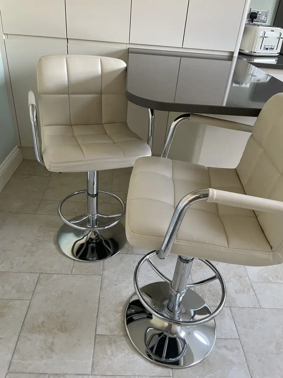 TWO Swivel Cream Bar Stools from Atlantic Shopping