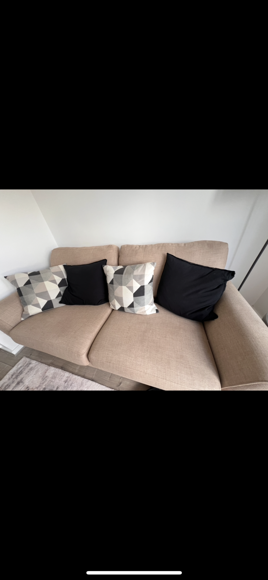DFS Two seater sofa + 4 IKEA cushion covers