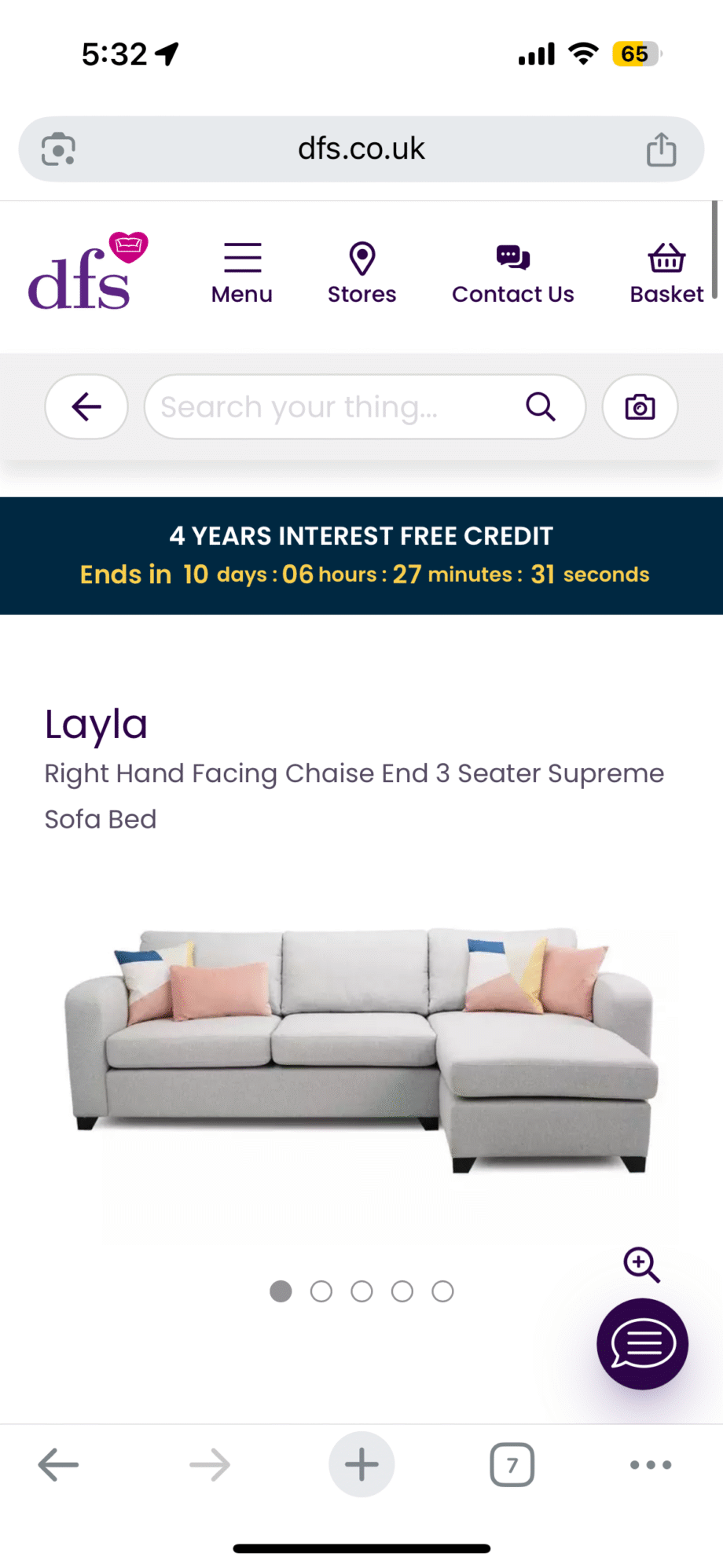 DFS LAYLA 3 SEATER CORNER CHAISE