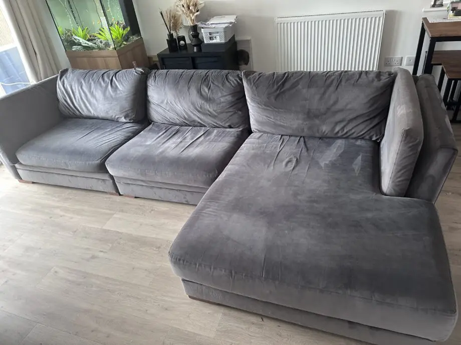 DFS Grey chaise lounge corner sofa