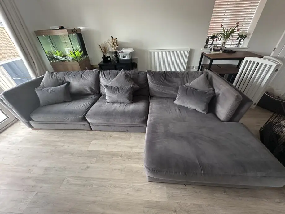 DFS Grey chaise lounge corner sofa