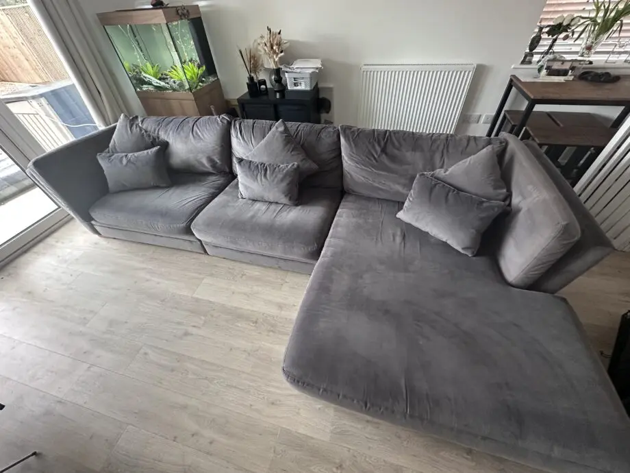 DFS Grey chaise lounge corner sofa