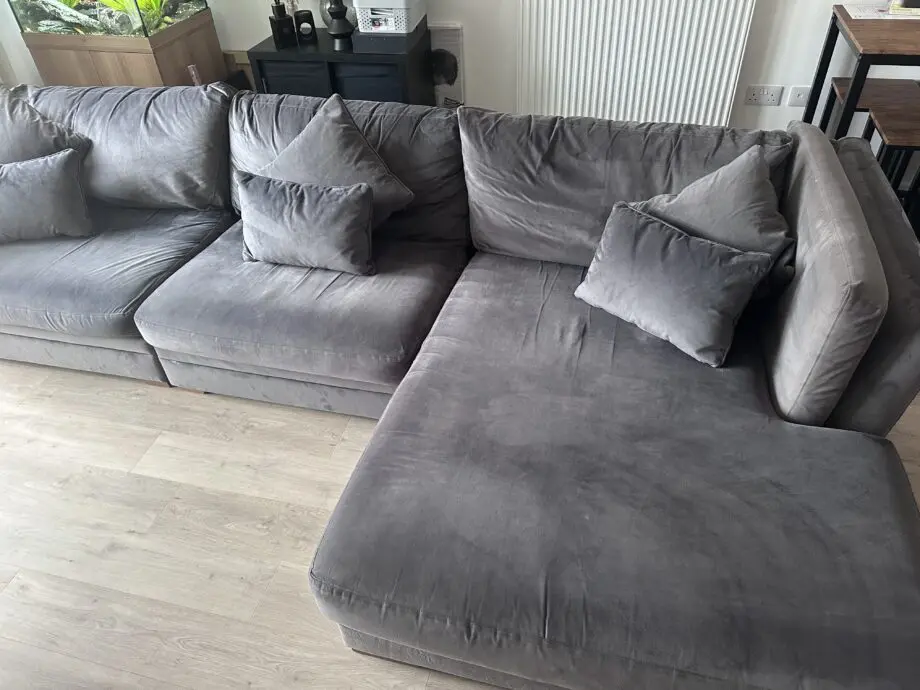 DFS Grey chaise lounge corner sofa