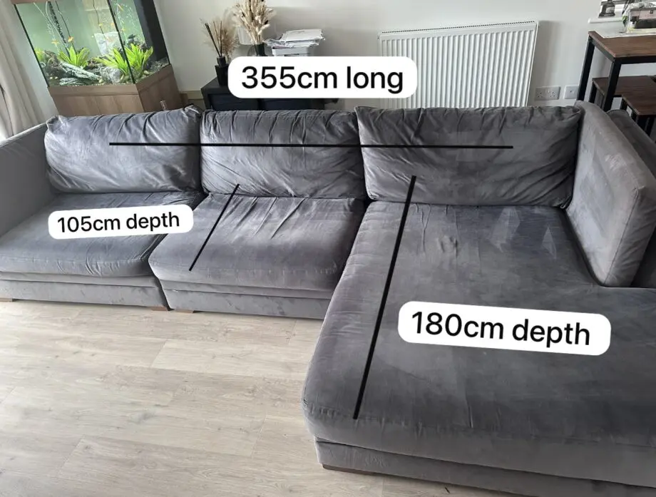 DFS Grey chaise lounge corner sofa