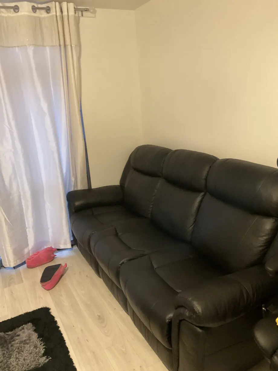 DFS Black leather sofa