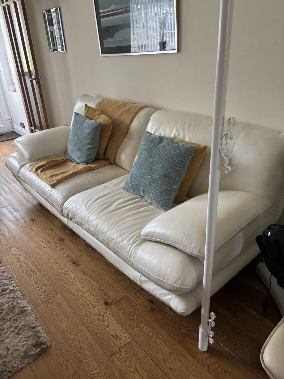 Cream Leather sofa 2 & 3 seater