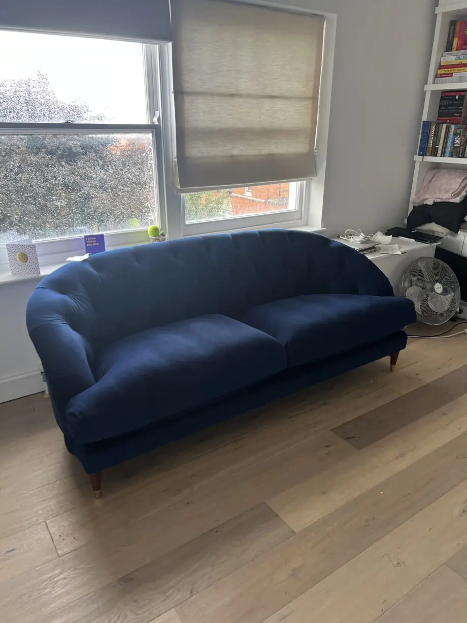 John Lewis Deep Blue Velvet 3-Seater Sofa