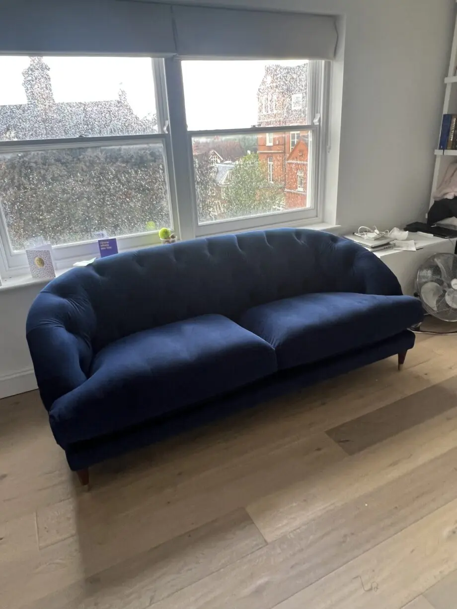 John Lewis Deep Blue Velvet 3-Seater Sofa