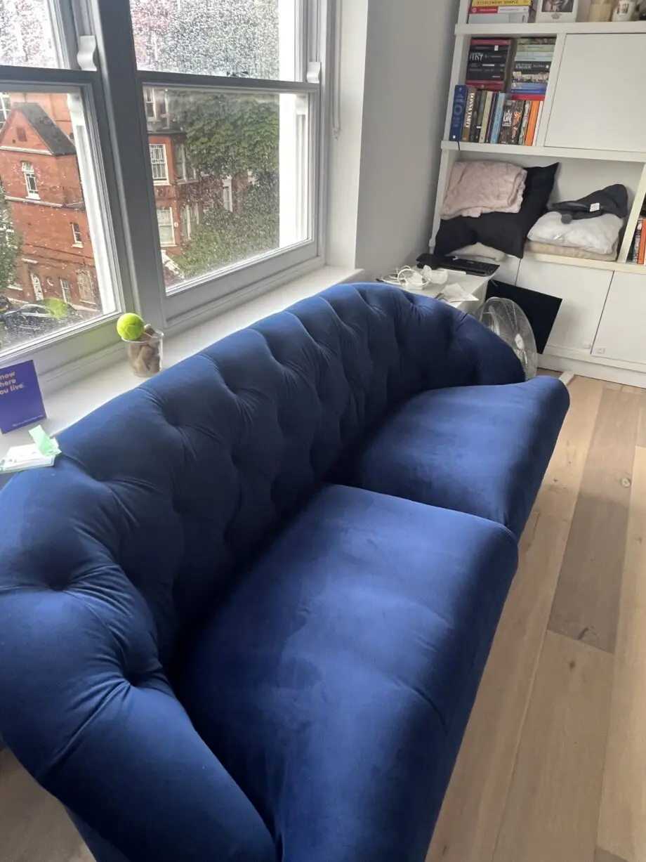 John Lewis Deep Blue Velvet 3-Seater Sofa