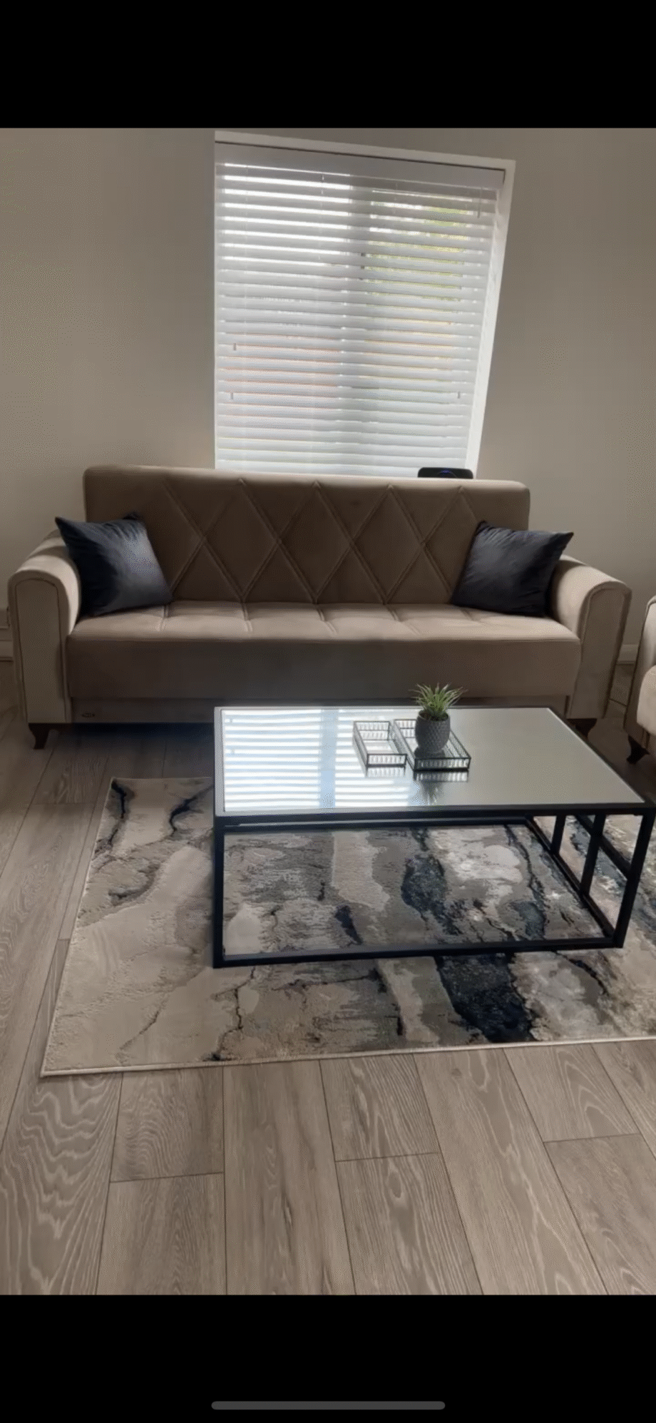 Beige grey sofa set with storage