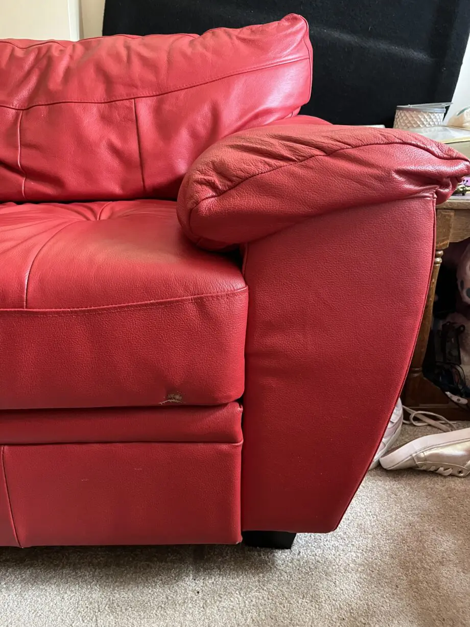 Red Leather Corner Sofa Bed 4 seater